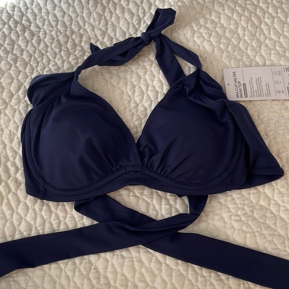 NWT Athleta navy underwire halter bikini bathing suit top - Picture 5 of 5